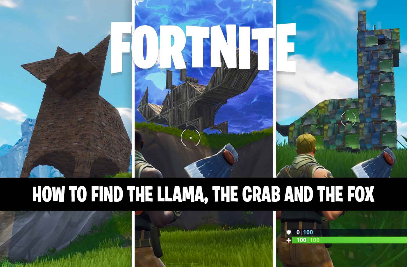 fortnite battle royale where to find the llama crab and fox challenge of the battle pass - best way to find a llama in fortnite