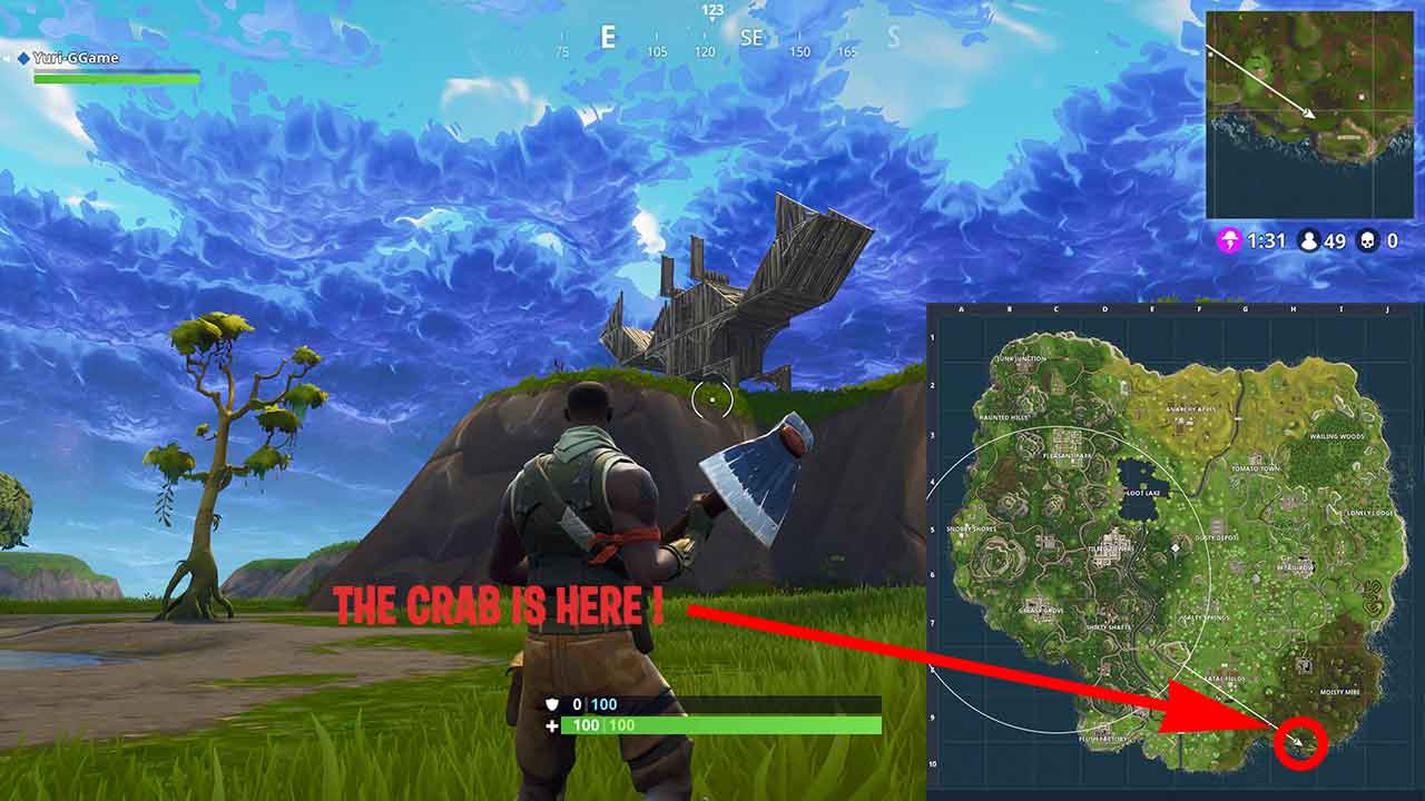 Locate The Crab In Fortnite Batle Royale - 