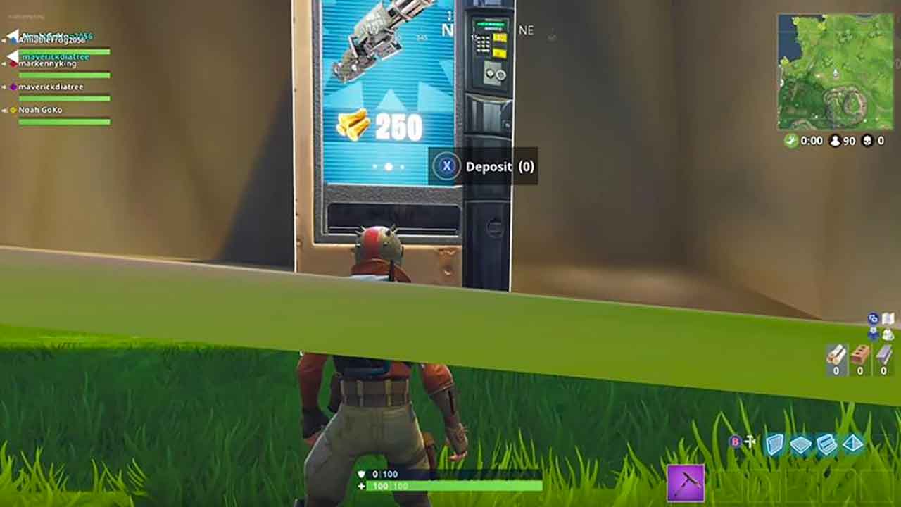 the vending machine would be functional it would be enough to make exchanges of materials like wood stone or metal with the machine to obtain weapons like - vending machines in fortnite battle royale