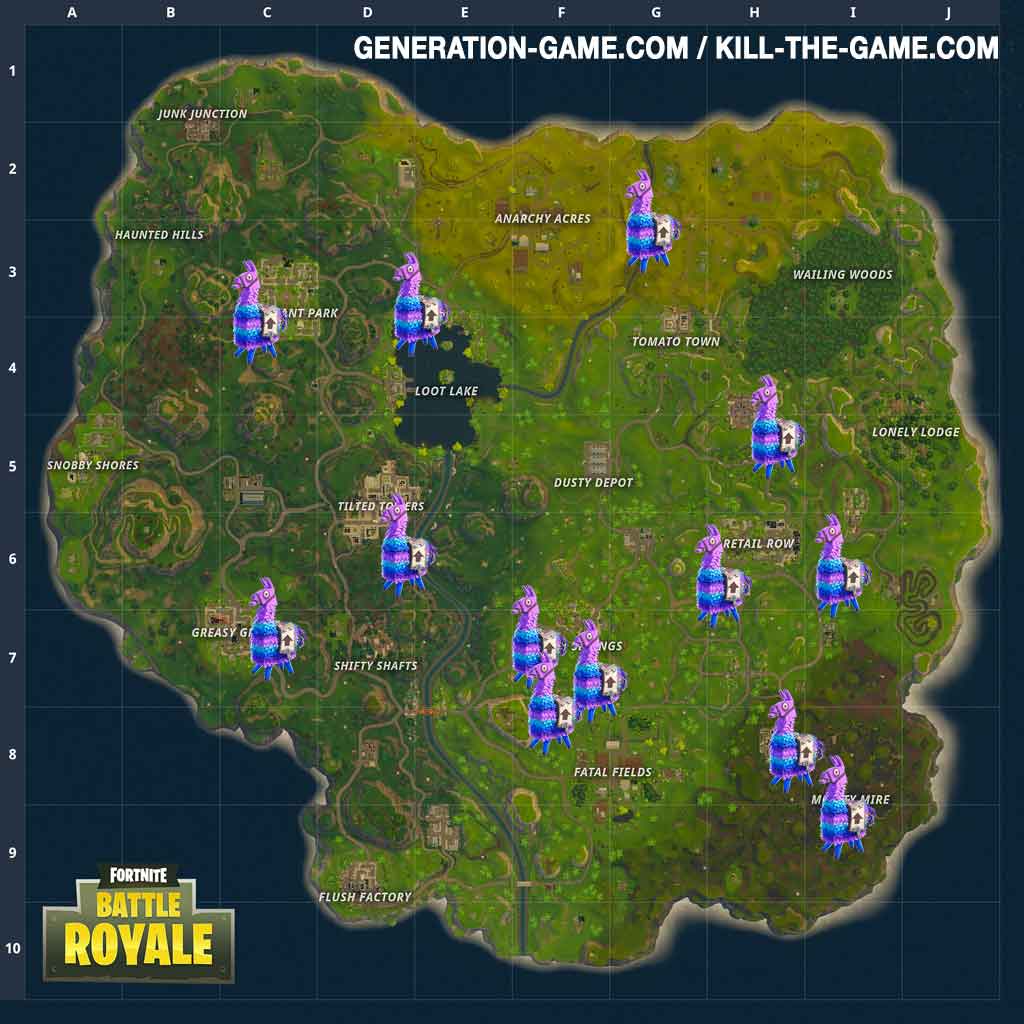 Fortnite Battle Royale 3.3 where all supply llamas drop are located