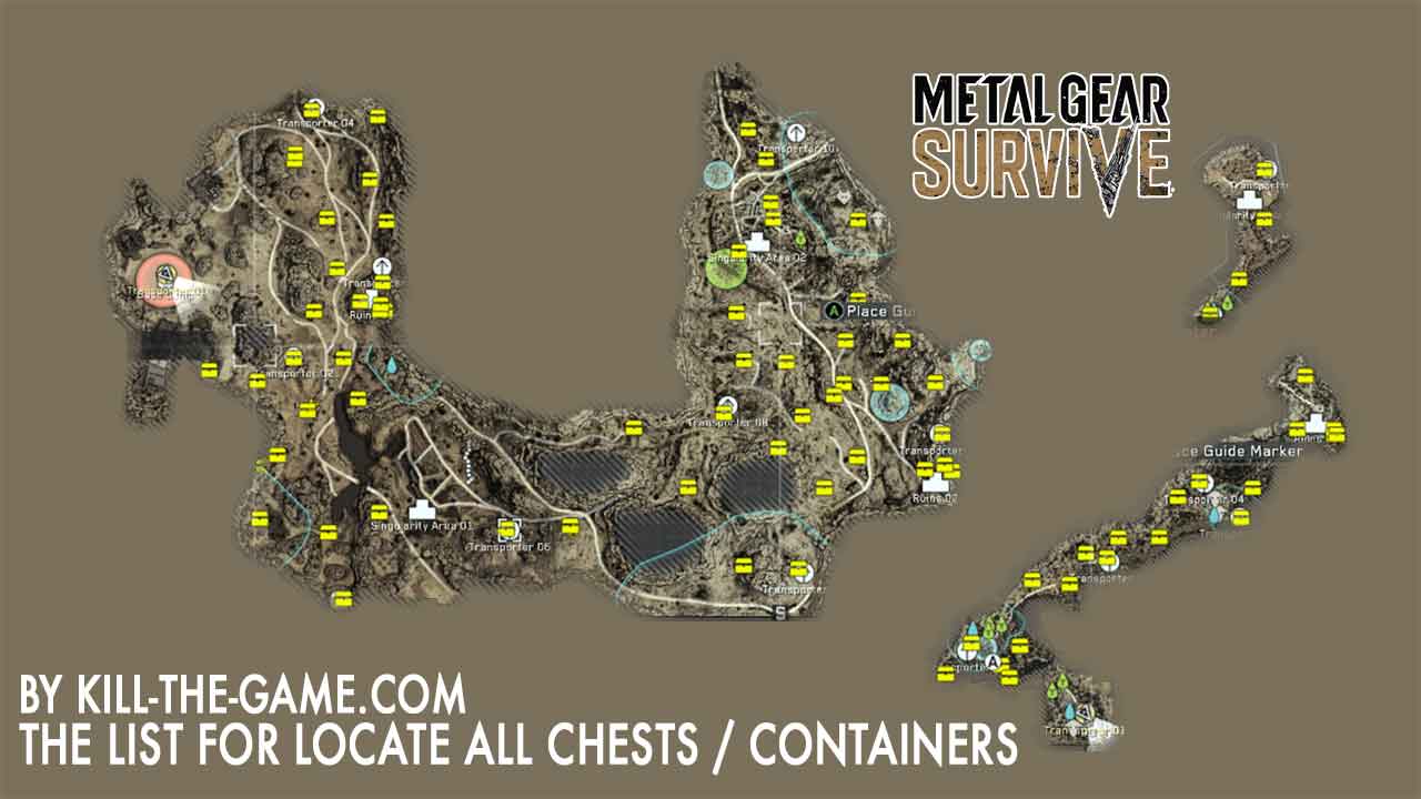 metal gear survive africa map Metal Gear Survive The Map With All The Locations Of Chests Containers Kill The Game metal gear survive africa map