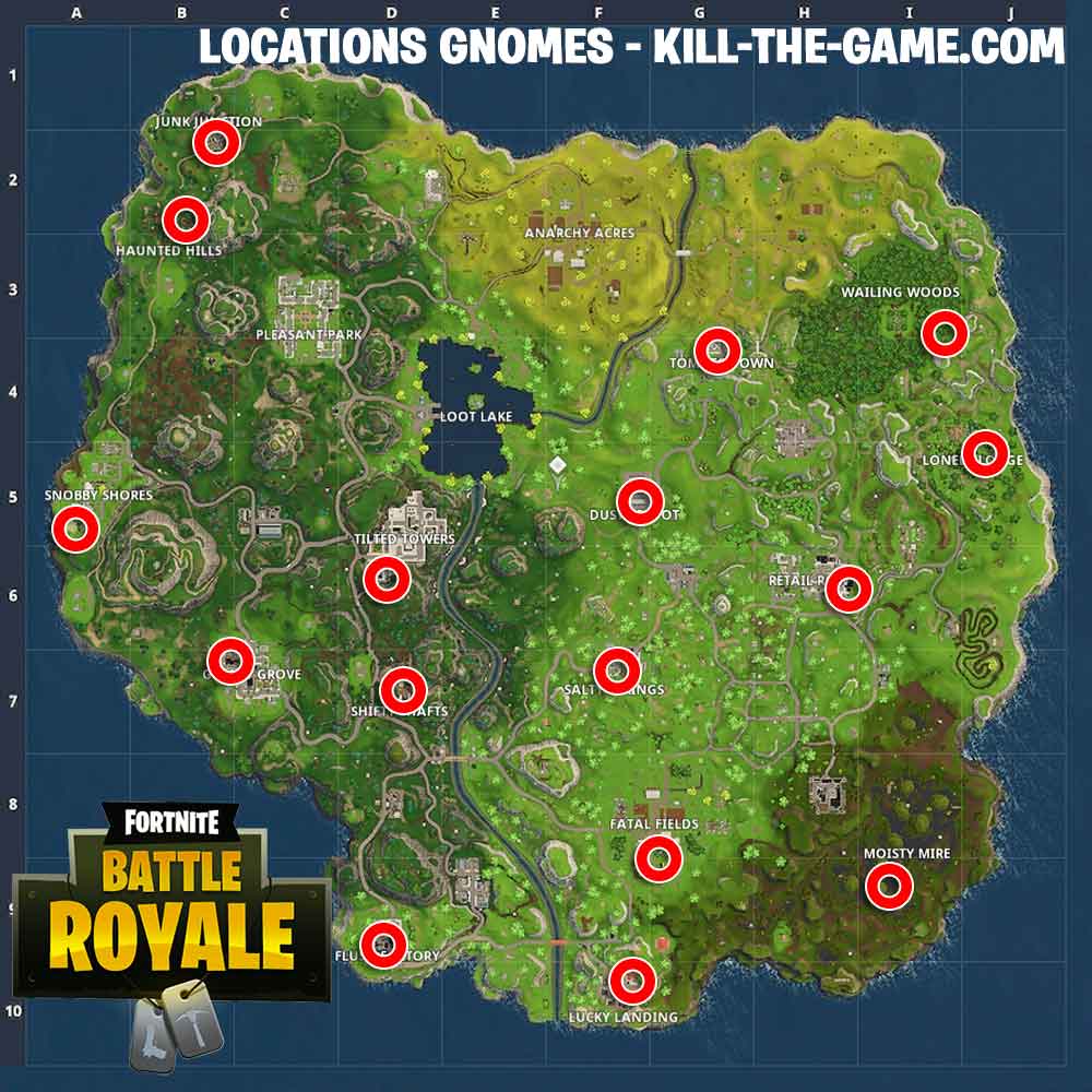 complete map locations gnomes fortnite - all 7 gnomes fortnite