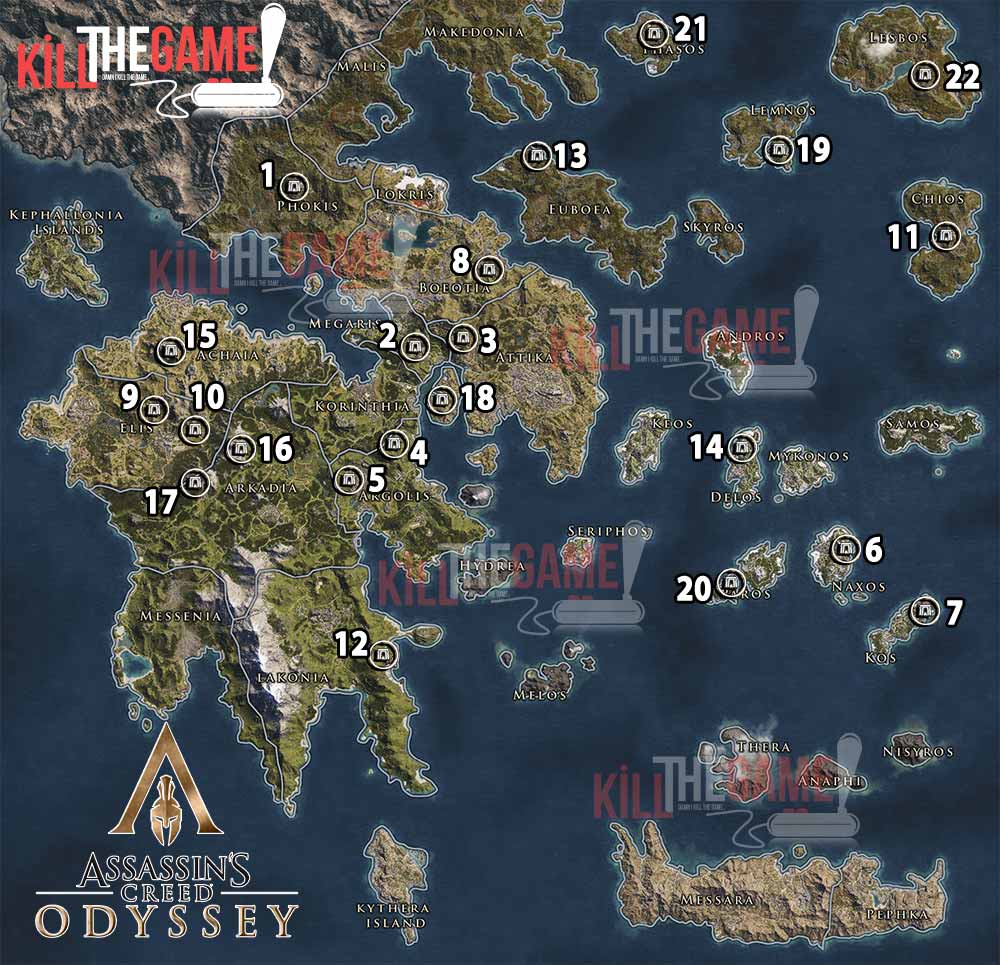 Assassins creed odyssey карта