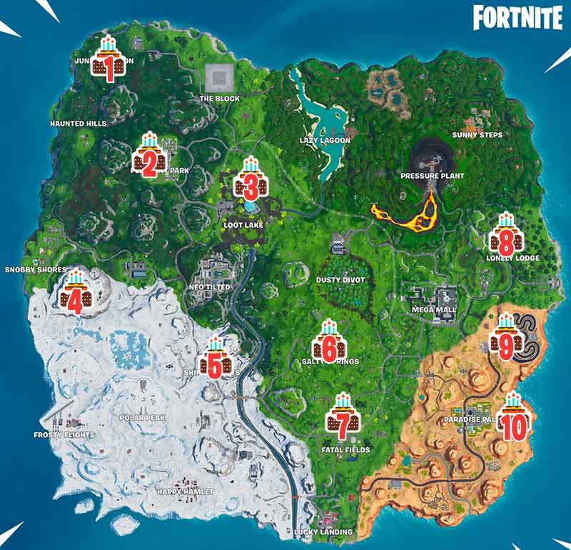 Sason 9 Birthday Fortnite Guide Fortnite Anniversary Challenge Of The Season 9 Birthday Cake Locations Kill The Game